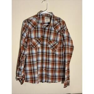 Ariat Men's Medium Long Sleeve Shirt Retro Fit Pearl Snap Button Up, Plaid Brown